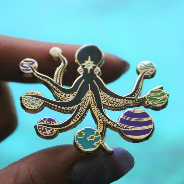Space Octopus Hard Enamel Pin