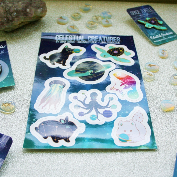 Celestial Creatures Vinyl Sticker Sheet