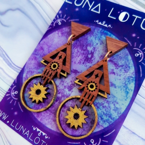 Big Bang Wooden Sustainable Earrings Luna Lotus
